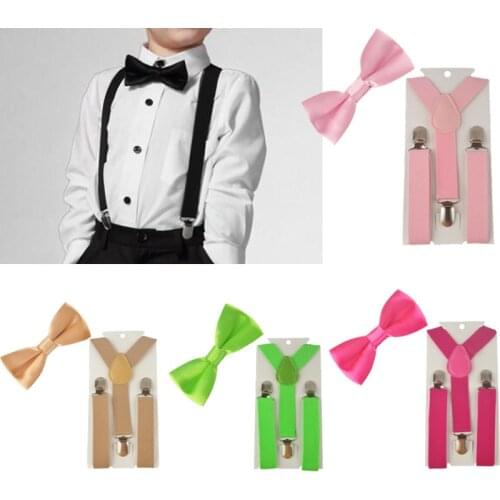 2PCS Diverse Color Boys Kids Suspenders BowTie Butterfly Tie Easy to Wear For Boy TR0003