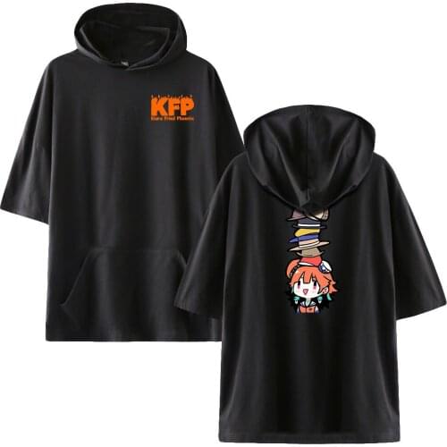 2021 Harajuku HOLOlive takanashi kiara 2D Men/Women Hooded Tshirt Solid Color t-shirts Summer Short Sleeve Hooded