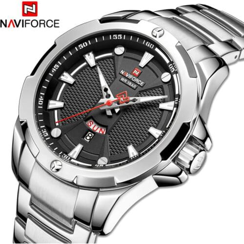 2021 New NAVIFORCE Luxury Watch For Men Stainless Steel Casual Fashion Waterproof Calendar Luminous Quartz Analog Clock Watches