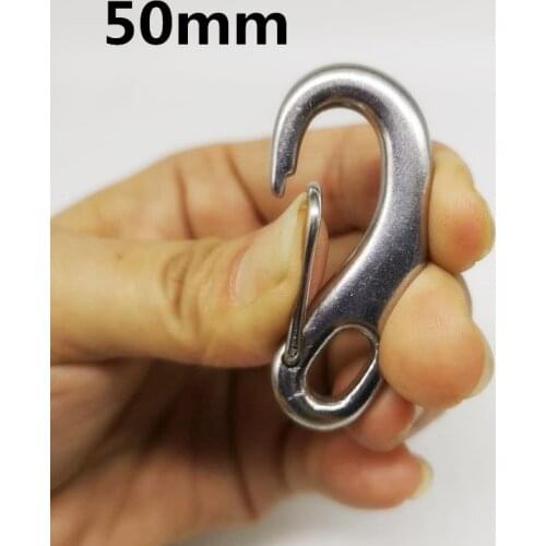 4PCS 304 Stainless Steel 50MM Gate Spring Snap Hook Clip High Polished Spring Egg Shape Snap Hook