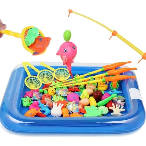 40 Pieces Children Boy Girl Fishing Toy Set Suit Magnetic Play Water Baby Toys Fish Square Hot Gift for Kids Free Shipping
