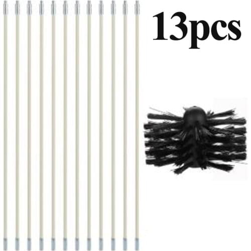 5/13PCS Rotary Sweep System Chimney Cleaner Brush Sweeping Tool Fireplace Burner Stove Cleaning Kits