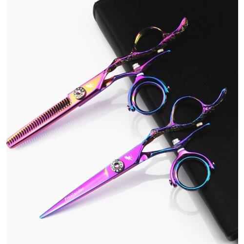 6 in. Plum Blossom Handle Professional Hairdressing Scissors,62HRC JP440C,CUTTING SCISSORS,rotating handle,necessary for barbers