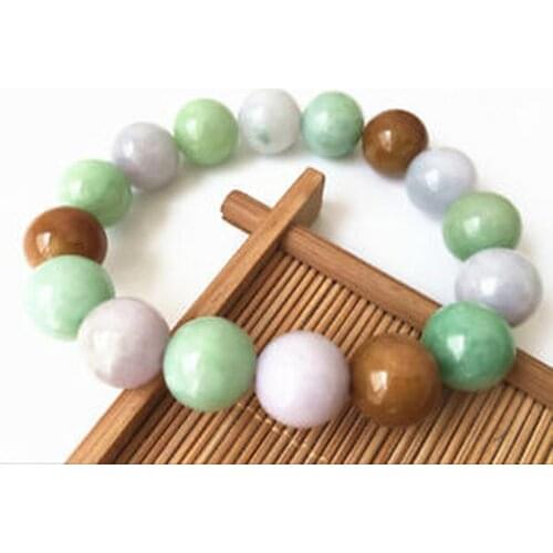 AAA Green Red 100% Natural A JADE JADEITE Bead Beads Bangle Bracelet 12MM