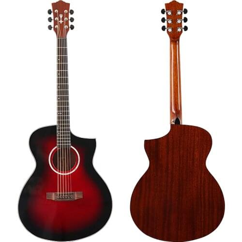 40 inch sharp angle design natural color acoustic guitar 6 string matte finish folk guitar with truss rod