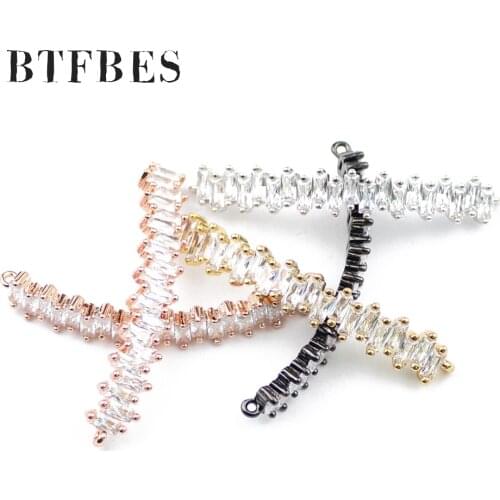BTFBES 1pcs white zircon fashion woman hair long curved gold accessory metal copper bead girl hairpin earrings making DIY Holder