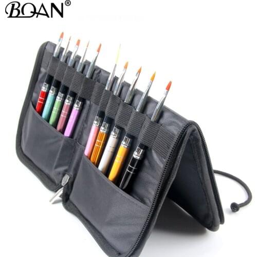 BQAN Nail Brush Holder Storage Case Bag Cosmetic Pen Black Makeup Manicure Nail Art Tool Accessory(Bag Only ,Not including Tool)
