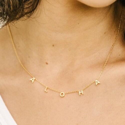 Custom Letters Chokers Necklace For Women Girl Initial Number Pendant Personalized Necklaces Stainless Steel Jewellry Gift