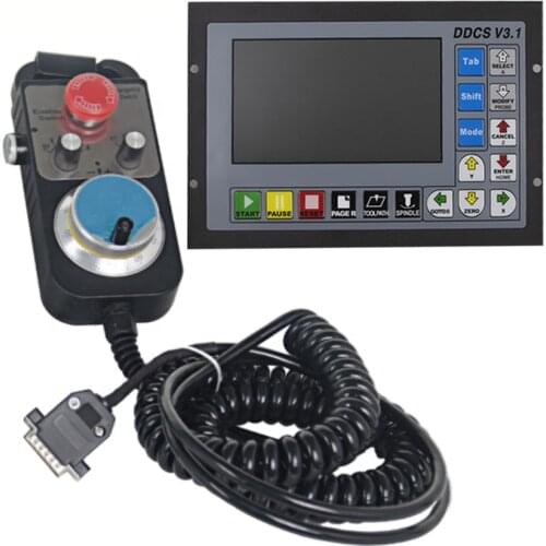 Digital Dream DDCS4 V3.1 4 Axis Standalone/Offline CNC Motion Controller and MPG Handwheel with E-stop button for Router Milling