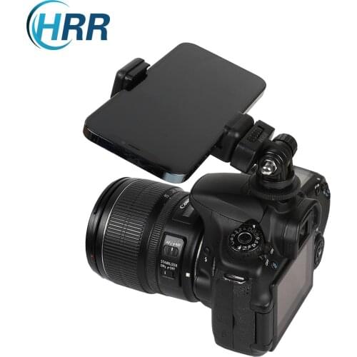Camera Hot Shoe Phone Holder Monitor Flexible Tripod Adapter w Cold Shoe Mount for iPhone Samsung Canon Nikon Sony DSLR Camera