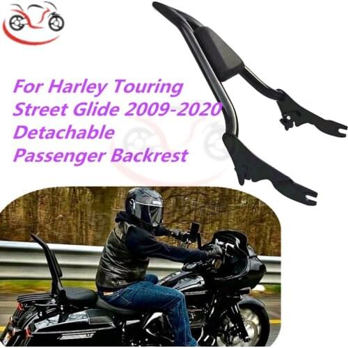 For Harley Touring Street Glide Road King 2009 - 2020 Motorcycle Black Detachable Passenger Backrest Sissy Bar Fit Armrest