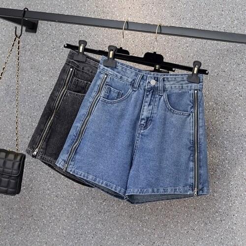 Denim Zipper Plus Size 5Xl Large Fashion Zevity Basic High Waist Summer WomenS Casual Cycling Clothing Sports Shorts 2021