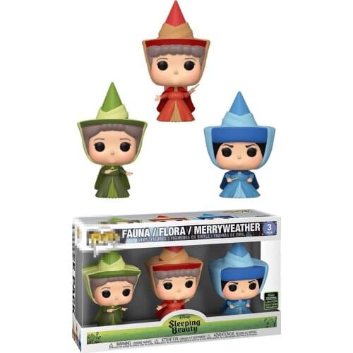 FUNKO DISNEY SLEEPING BEAUTY FAUNA FLORA Merryweather 3# 3 Pack PVC Action Toy Figures Vinyl Figure Collectible Model Toys