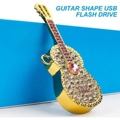 Guitar Shape Flash Drive Widely Compatible Zinc Alloy High Performance Memory Stick for Computer