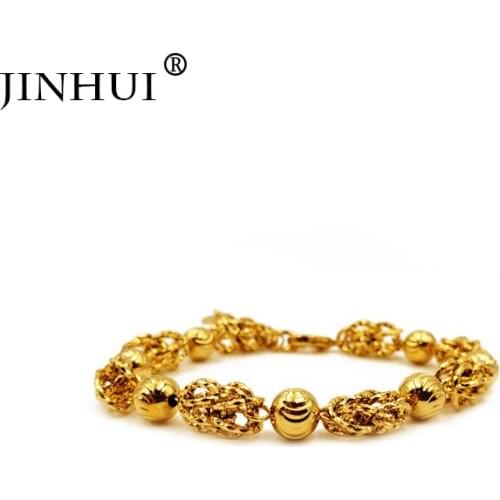 Jin Hui Fashion New African Ethiopia Gold color Bracelet Women Party Ornament Luxury wedding Gifts Friends Dubai Bangle Jewelry