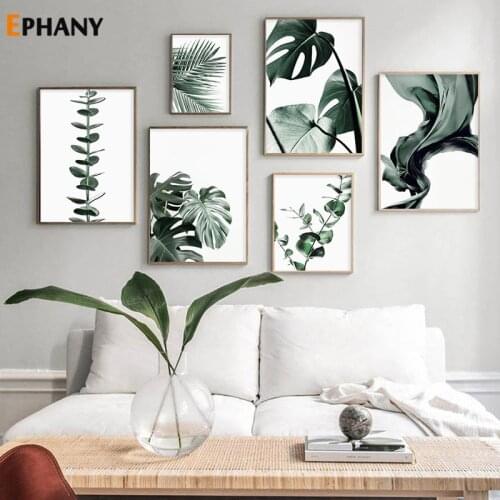 Green Leaf Monstera Eucalyptus Canvas Painting Botanical Plant Wall Art for Living Room Posters and Prints Modern Home Decor