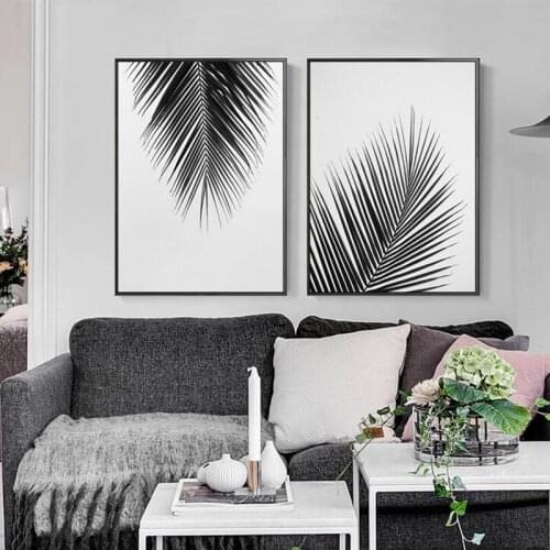 Nordic Minimalist Black and White Tree Leaves Canvas Painting Posters Prints Home Living Room Plant Wall Decorative Picture