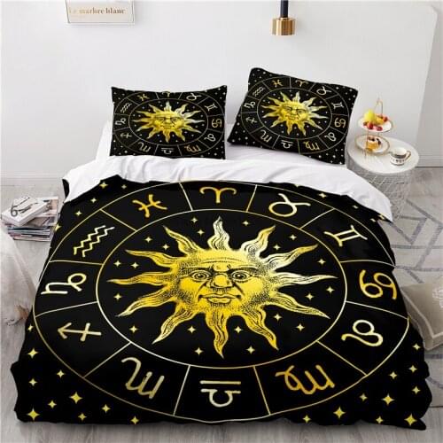 Constellation Series Printed Bedding Set Circle Sun Duvet Cover Pillowcase Bed Linen Bedclothes Single Double Size Free Shipping