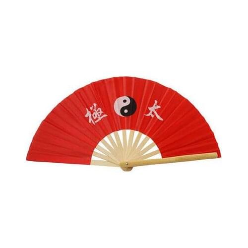 Red taiji fans bamboo kung fu tai chi performance fan martial arts products