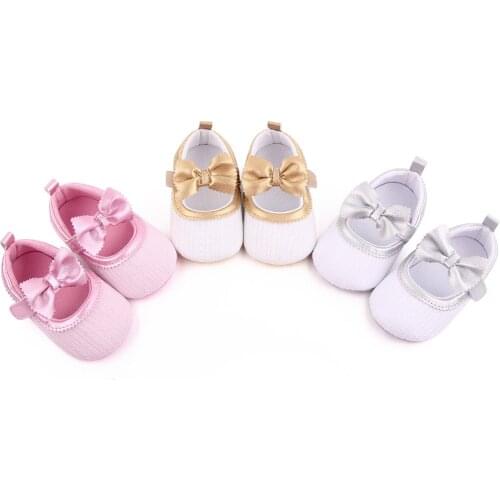 Kids Baby Girls Princess Shoes Bowknot Non-slip Flat Soft-sole Footwear Walking Shoes 0-12 Months Lovely Newborn Moccasins