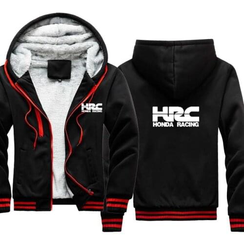 2021 NEW Mens hoodie Plus velvet thickening HRC race motorcycle Car Logo Print Casual Mens zipper Jacket Sweatshirts