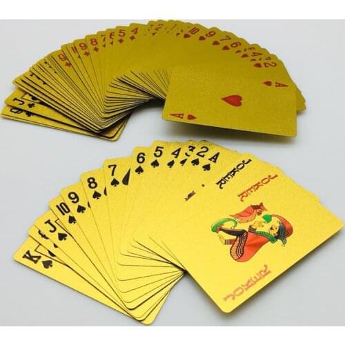 Golden Playing Cards Deck gold foil poker set Magic card 24K Gold Plastic Poker Durable Waterproof Cards magic