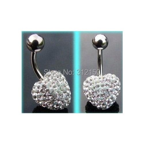 2015 NEW 1pc free shipping Heart Full Crystal belly ring, body piercing jewelry,navel ring eyebrow nails milk ring nail nose