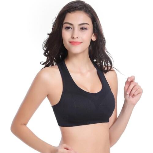 New Women Padded Fitness Stretch Workout Tank Top Seamless Racerback Bra