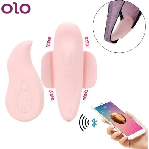 OLO Bluetooth APP Invisible C String Vibrator Panties G-spot Massage Wireless Remote + Music Control 12 Speed Sex Toys for Women