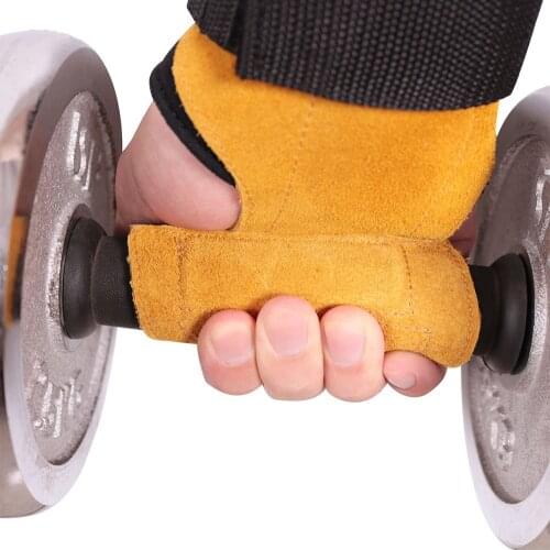 1Pair Cowhide Gym Gloves Crossfit Gymnastics Guard Palm Protectors Glove Pull Up Bar Weight Lifting Glove Gym Gloves