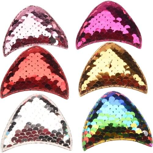 180PCS 4.5cm*6cm Glitter Unicorn Ears Sequin Hair Accessories For DIY Unicorn Bow Headband Party Headwear Accessory