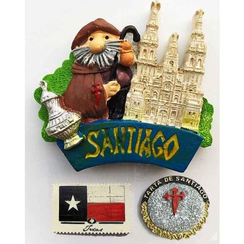 Santiago DE Compostela Fridge Magnets Travel Tourist Souvenirs Flag Trata De Santiago Magnetic Stickers Refrigerator Magnet Gift