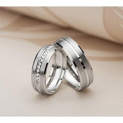 SILVERFONI 925 Sterling Real Silver Double Wedding Bands Rings Bracelet Woman Men Luxury Jewelry Fashion Engagement Anniversary