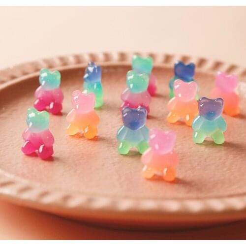 Cute mixed color fruit hard candy bear doll resin half pill patch DIY earring hairpin making materials
