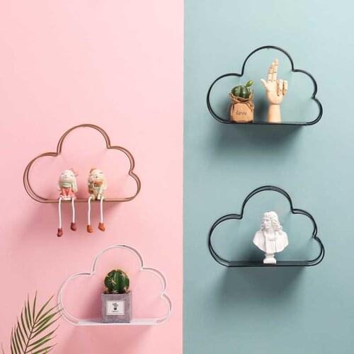Nordic Iron Cloud Grid Wall Shelf Combination Wall Hanging Figure Wall Decoration Storage Rack For Living Room Bedroom