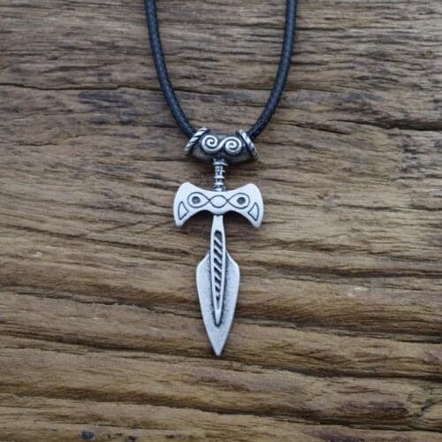 Nordic Vikings Vegvisir Rune And Sword Pendant Necklace Retro Fashion Jewelry Gift