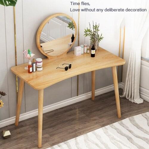 Nordic Simple Style Solid Wood Dressing Table Bedroom Furniture Small ApartmentSimple Modern Makeup Vanity Table With Mirror Set