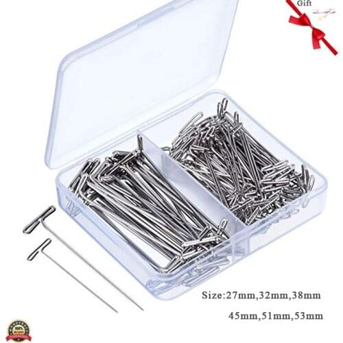 Steel T-pins for Blocking Knitting Modelling and Crafts Wig T Pins For Holding Wigs Silver Long T-pins styling Tools Wig Display