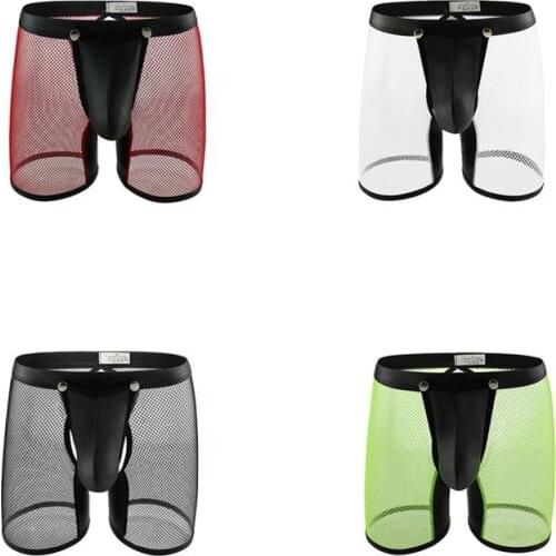 Mens Underwear New Sexy Mesh Daily Boxer Shorts Sexy Hollow Out Low-waist Soft And Breathable Underpants Lignerie Male Panties
