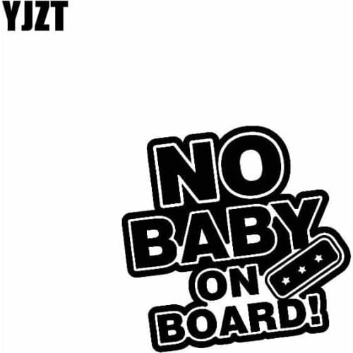 YJZT 10cm*9.7cm NO BABY ON BOARD Funny Safety Vinyl Car Sticker Decal Sign Black Silver C10-00630