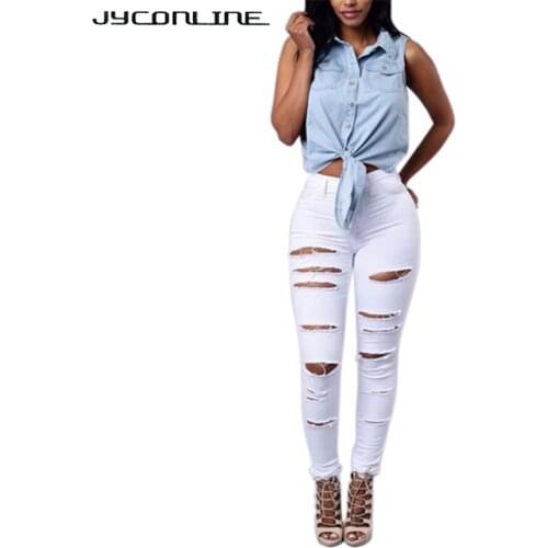 Hollow Out Jeans Woman 2017 High Waist Jeans Female Hole Elastic Plus Size Ripped Jeans For Women Vintage Skinny Pencil Pants