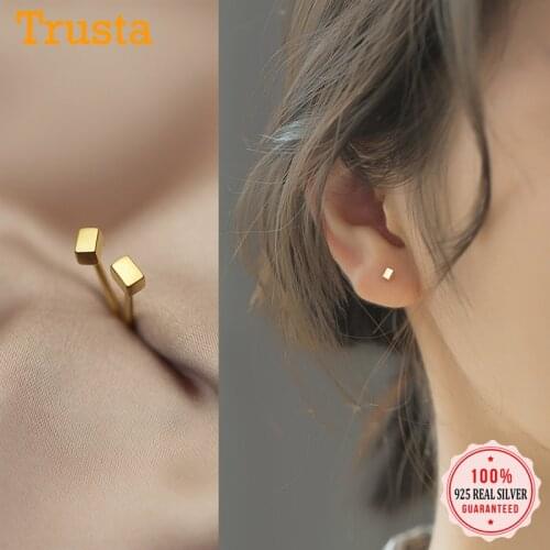 Trusta New Arrival Authentic 925 Sterling Silver Jewelry Blocks Stud Earrings Fashion Gift For Girls Teens Kids Lady DS1278