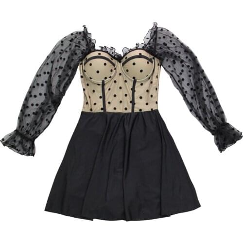 Women Black Long Sleeve Swimwear Push Up Bathing Suit Sexy Swimsuit Swim Beach Dress Beachwear Patchwork Female Swimming Suits