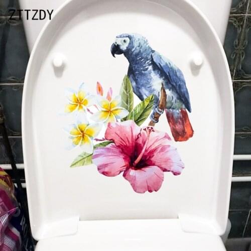 ZTTZDY 21.3CM×24.8CM Painted Hibiscus WC Toilet Decor Accessories Home Wall Classic Cartoon Stickers T2-0950
