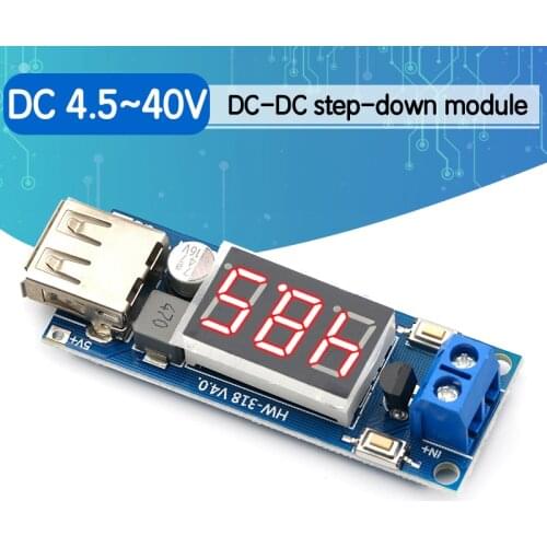 1PCS DC-DC Step Down Module Two-wire Voltmeter 5 V USB Charger or Power Supply Input 4.5V-40V Output 5V/2A