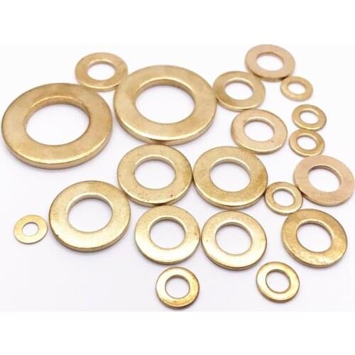 10/50pcs M2 M2.5 M3 M4 M5 M6 M8 M10 M12 GB97 DIN125 Solid Brass Copper Flat Washer Plain Gasket Pad High Quality