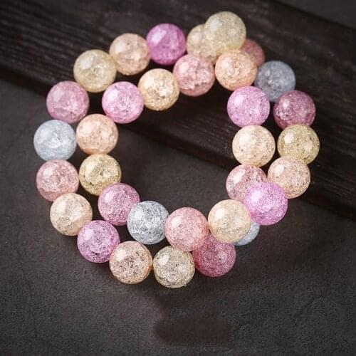 10Pcs 4/6/8/10/12mm Cracked Mixed Color Round Glass Crystal Beads Handmade For Necklace Bracelets DIY Jewelry Components Making