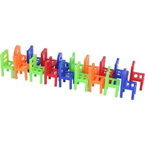 18 pcs Mini Chair Balance Blocks Toy Plastic Assembly Blocks Stacking Chairs Kids Educational Family Game Balancing Training Toy