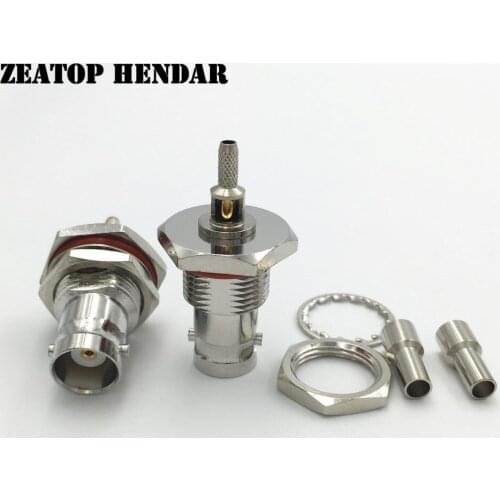 500Pcs Brass BNC Female with Nut Bulkhead Window Crimp Solder for LMR100 RG316 RG174 RG178 RF Coaxial Cable Adapter Connector