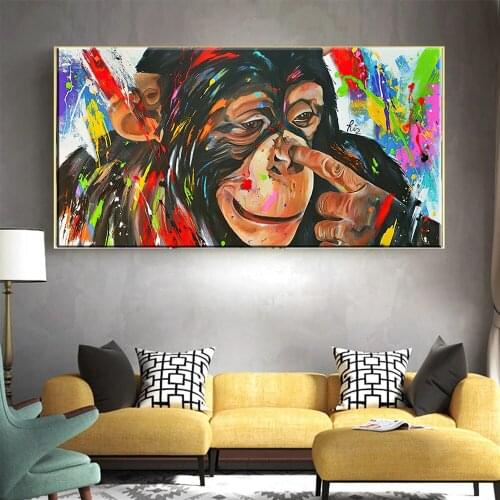 5D Diy Diamond Painting Funny Graffiti Art Monkeys Gorilla Animal Large size Cross Stitch Embroidery Mosaic Full Square Round